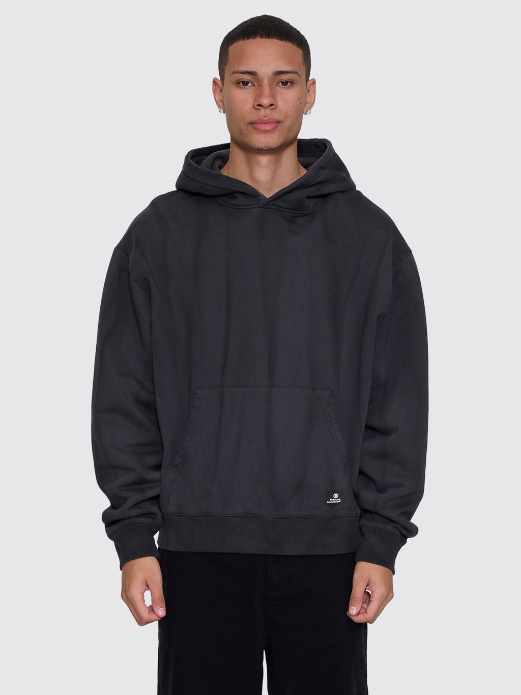 Thrills Co Arts & Industrial Slouch Pull On Cropped Hood - Sunfade Bleach Dark Charcoal in Sunfade Bleach Dark Charcoal