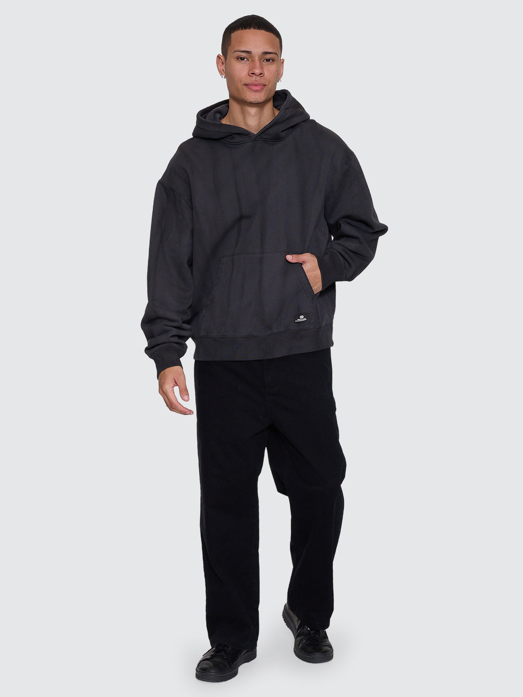 Thrills Co Arts & Industrial Slouch Pull On Cropped Hood - Sunfade Bleach Dark Charcoal in Sunfade Bleach Dark Charcoal