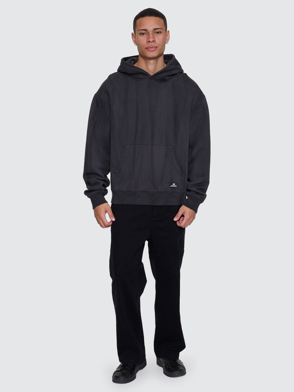 Thrills Co Arts & Industrial Slouch Pull On Cropped Hood - Sunfade Bleach Dark Charcoal in Sunfade Bleach Dark Charcoal