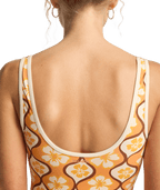 Billabong Womens Sol Groove Retro Surf Bodysuit One Piece Swimsuit in Tangerine