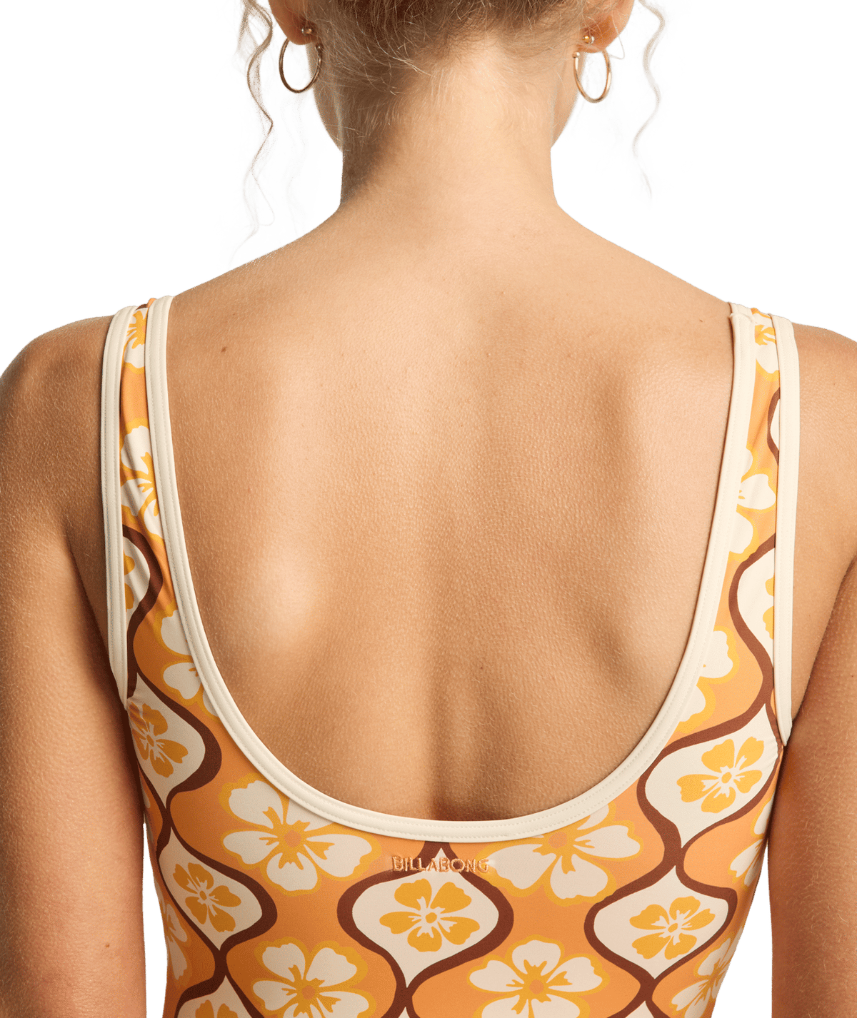 Billabong Womens Sol Groove Retro Surf Bodysuit One Piece Swimsuit in Tangerine