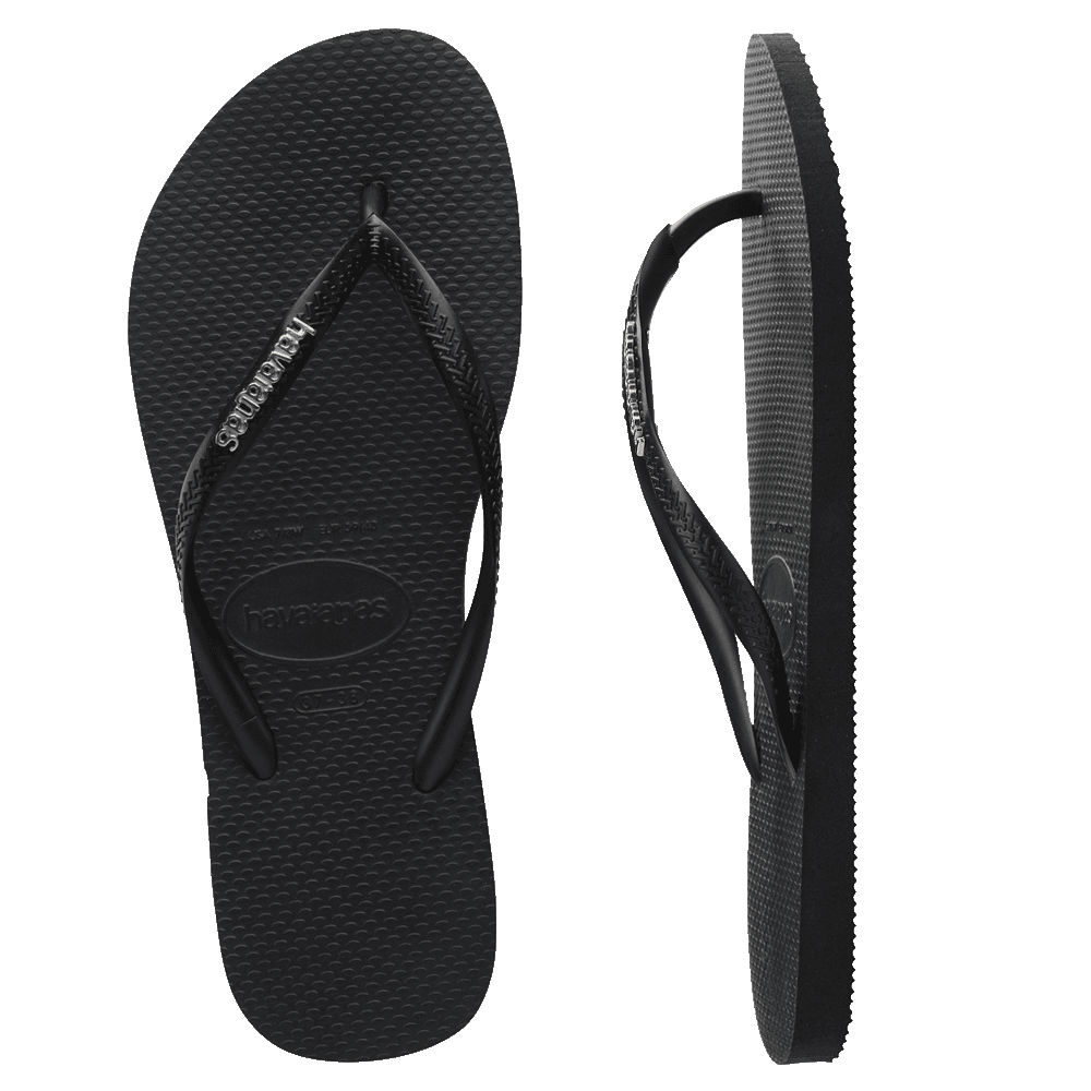 Havaianas Slim Metal Logo Black/Silver in Black/Silver