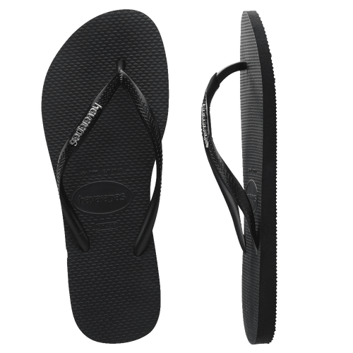 Havaianas Slim Metal Logo Black/Silver in Black/Silver