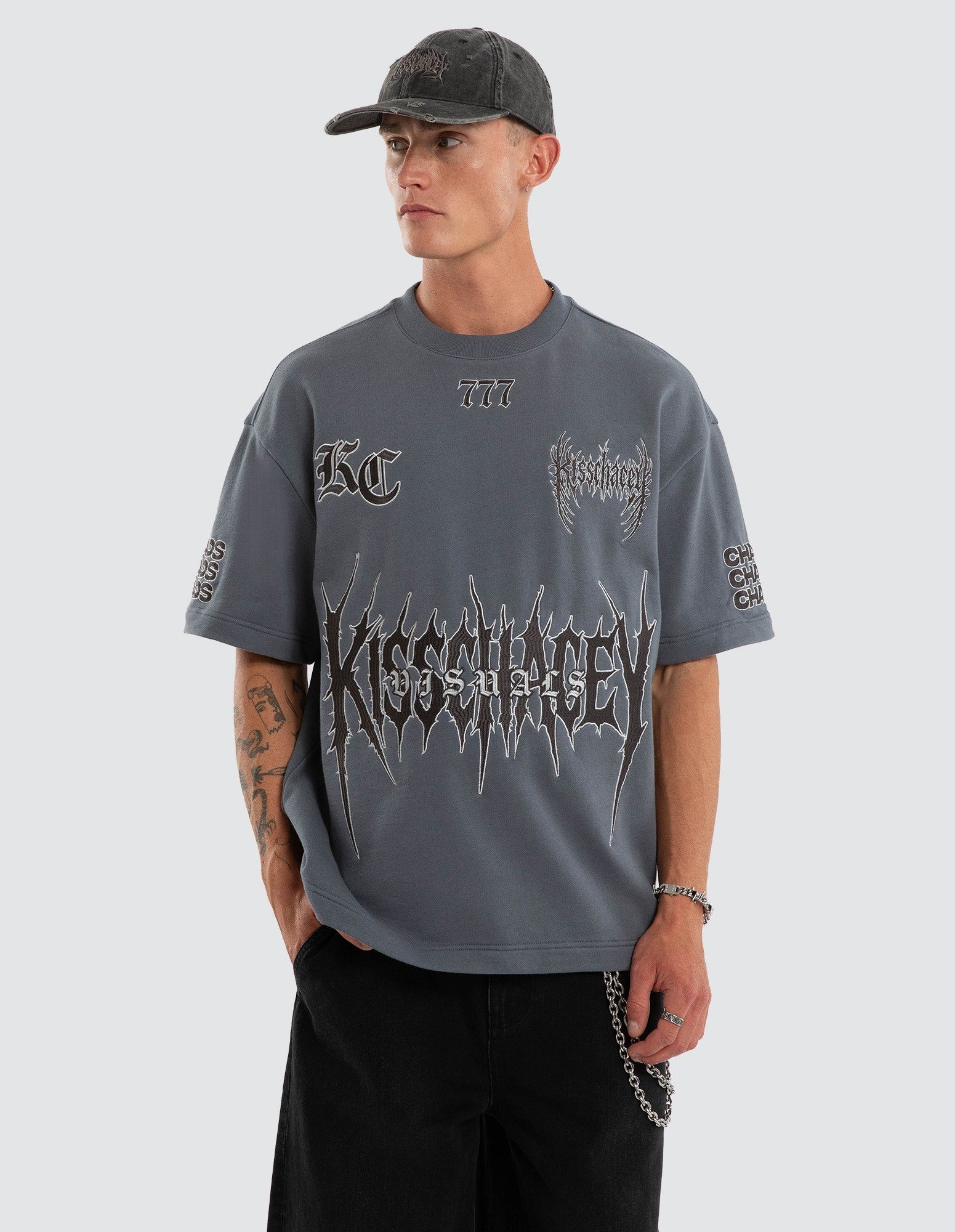Kiss Chacey Abrasion Loopback Street Tee in Stormy Weather