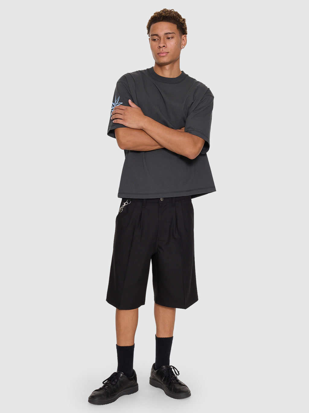 Thrills Co Stars Aligned Oversize Box Crop Tee - Carbon in Carbon