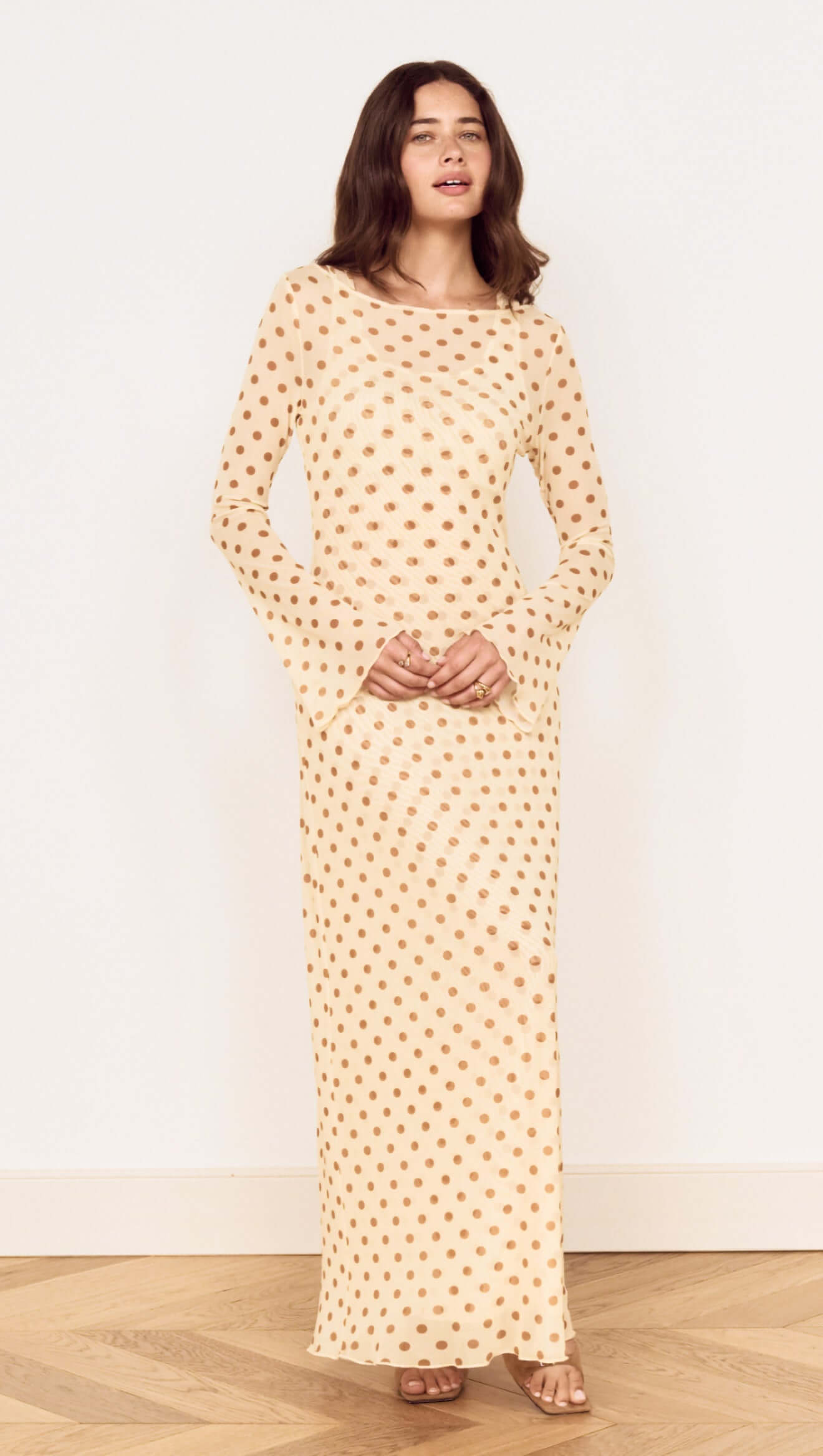 Minkpink Butter Yellow Polka Dot Midi Dress in Butter Spot