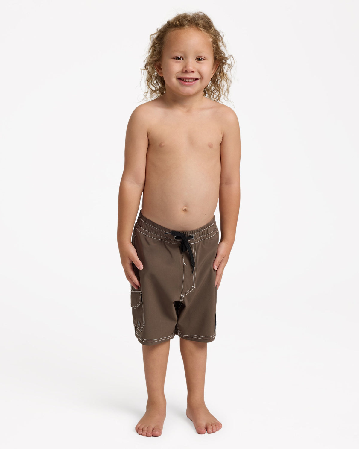 Quiksilver Boys 2-7 Exhibit 13" Volley Shorts in Canteen