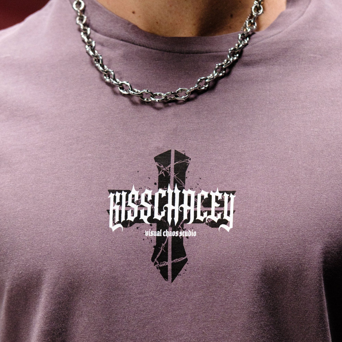Kiss Chacey Arcane Dual Curved Tee in Pigment Flint