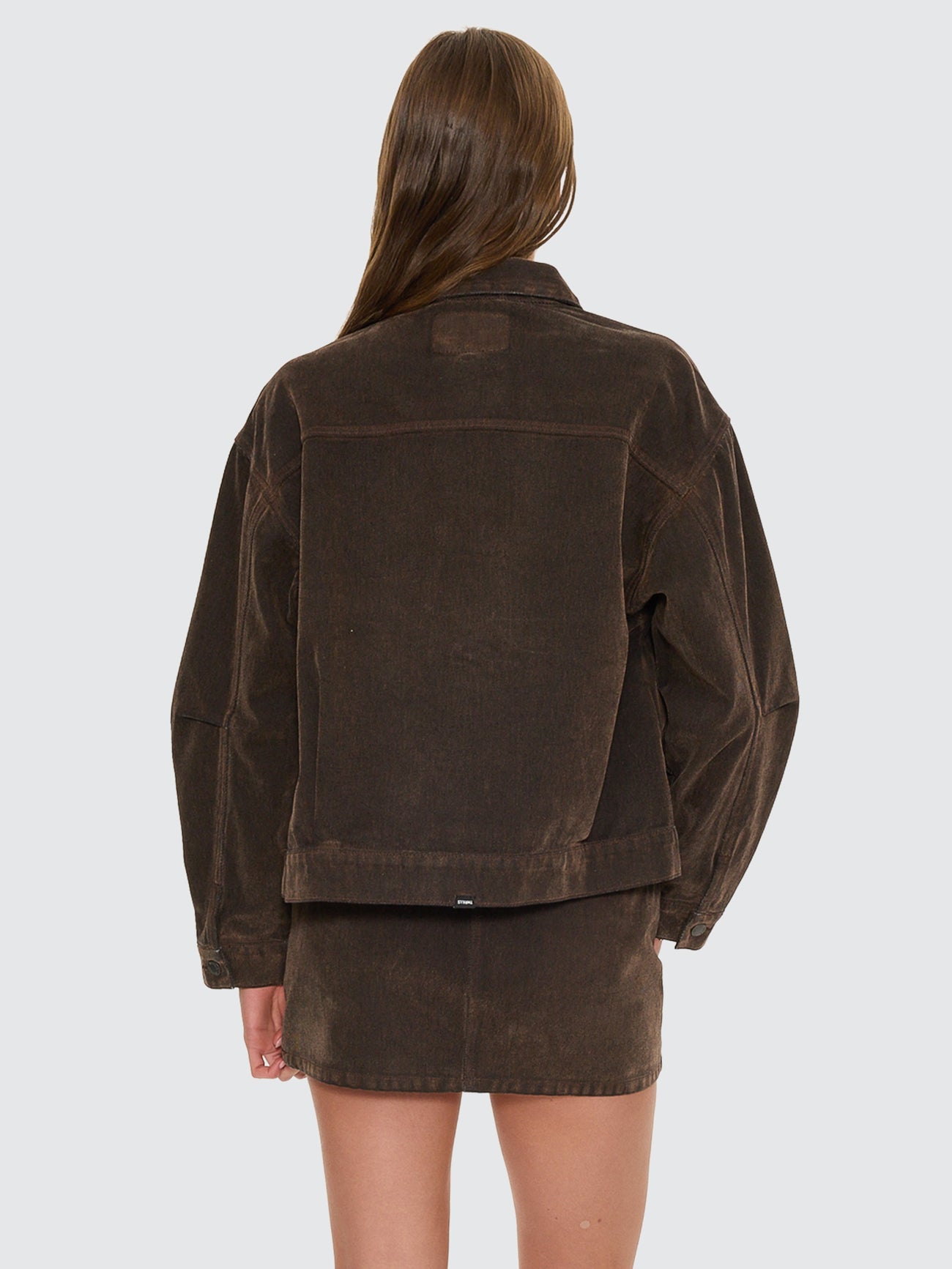 Thrills Co Bailey Flocked Jacket - Dark Chocolate in Dark Chocolate