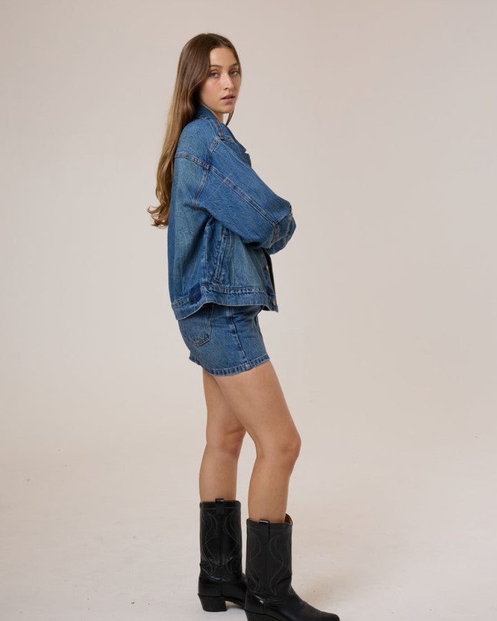 Thrills Bailey Jacket - Vanish Mid Blue in Vanish Mid Blue