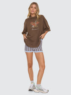 Thrills Co Banner Of Strength Oversized Tee - Cocoa in Cocoa