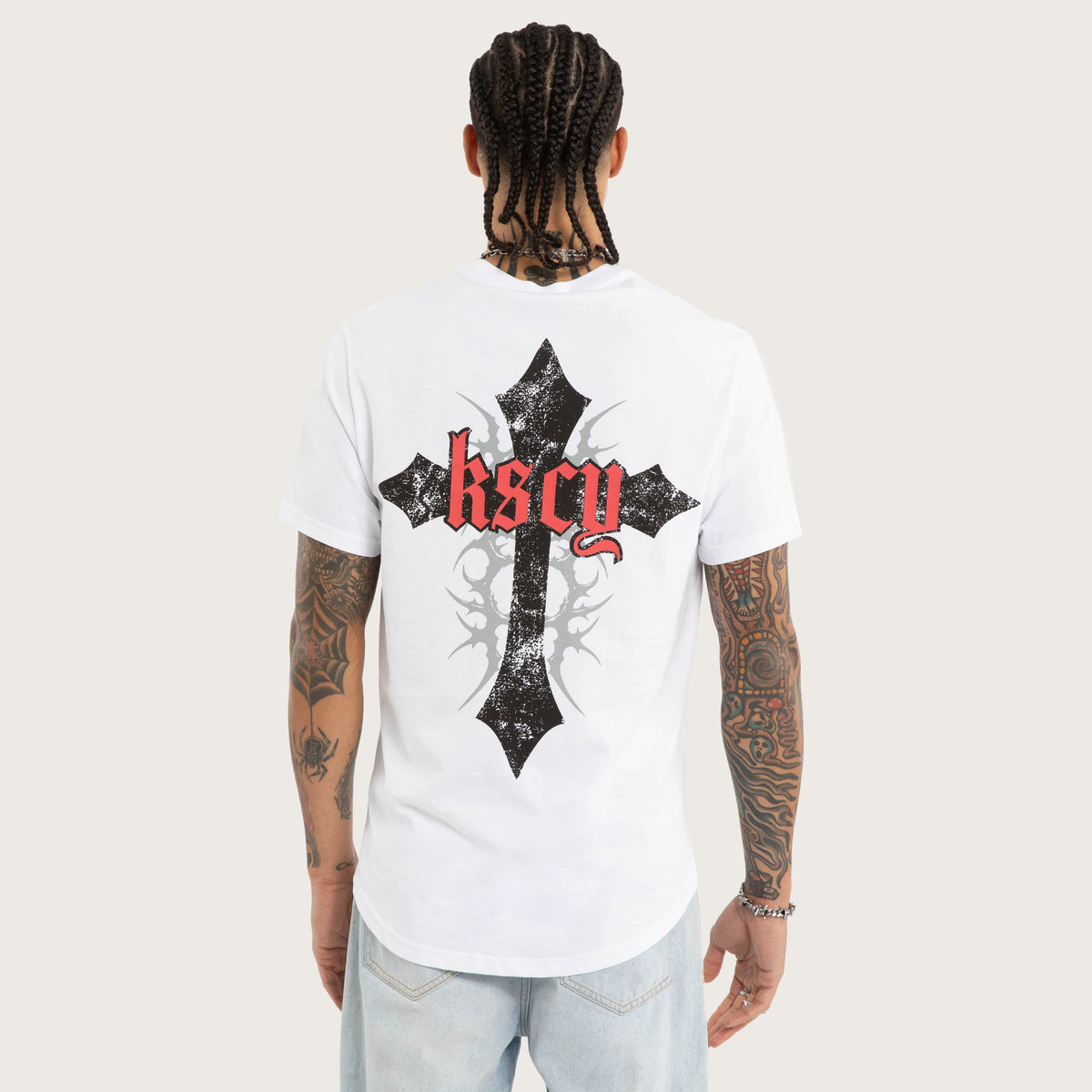 Kiss Chacey Liturgy Dual Curved Tee in Optical White
