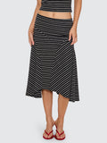 Thrills Co Best Of Luck Sienna Midi Skirt - Black Cream Stripe in Black Cream Stripe