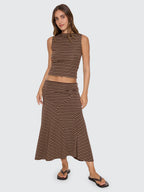 Thrills Co Best Of Luck Sienna Midi Skirt - Cocoa in Cocoa