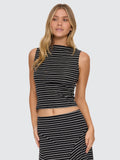 Thrills Co Best Of Luck Tank - Black Cream Stripe in Black Cream Stripe