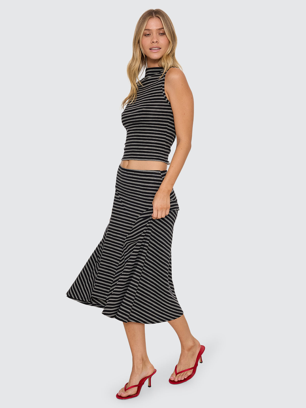Thrills Co Best Of Luck Tank - Black Cream Stripe in Black Cream Stripe