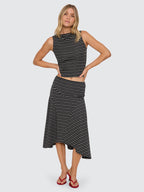 Thrills Co Best Of Luck Tank - Black Cream Stripe in Black Cream Stripe