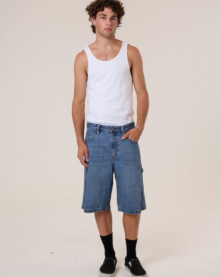 Thrills Big Slacker Denim Short - Stoned Blues in Stoned Blues