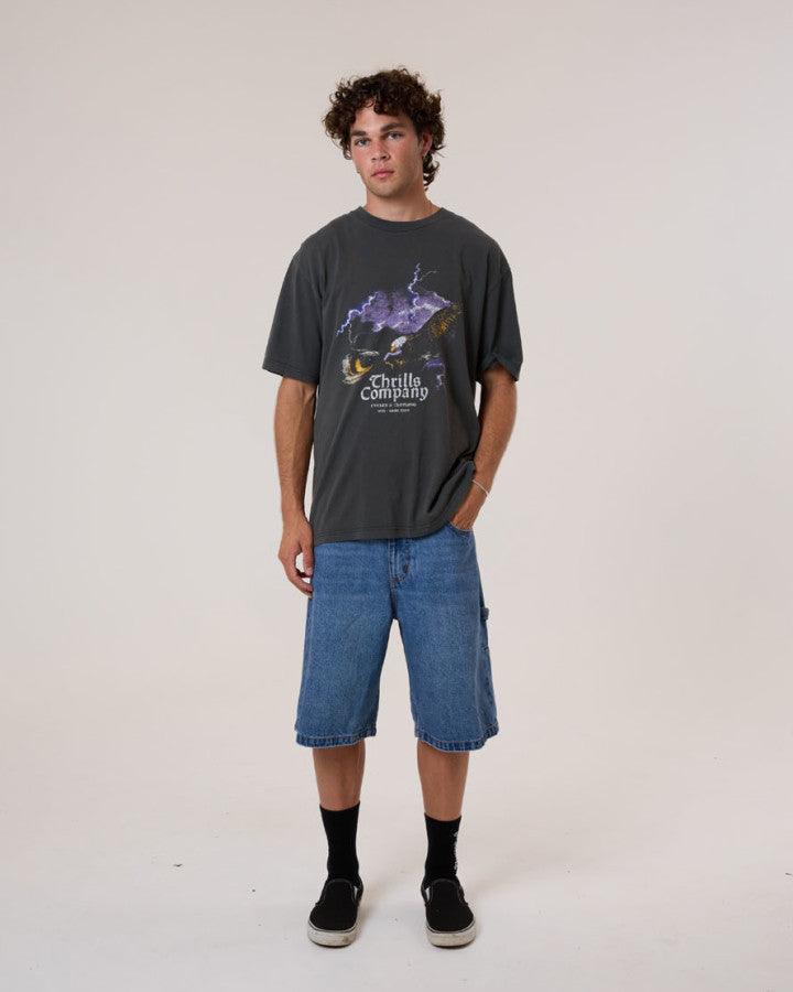 Thrills Big Slacker Denim Short - Stoned Blues in Stoned Blues