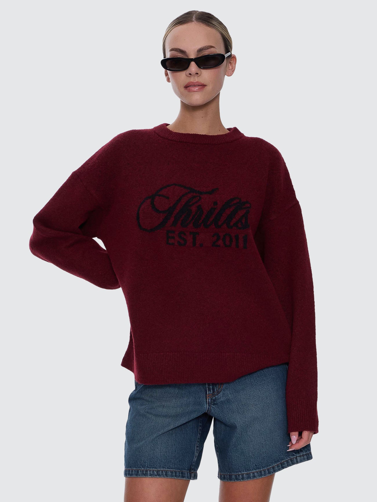 Thrills Co Bloodlines Knit Sweater - New Maroon in New Maroon
