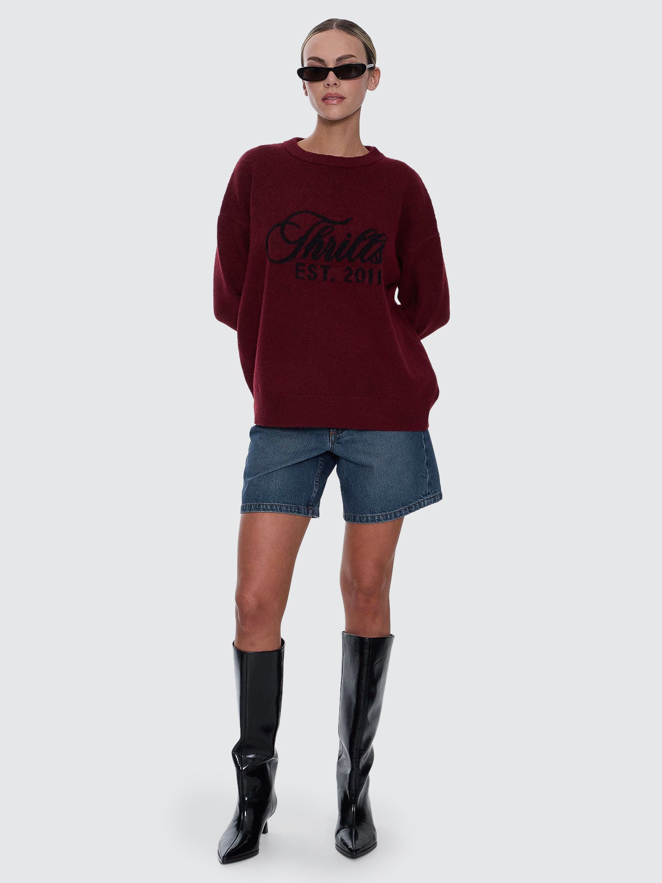 Thrills Co Bloodlines Knit Sweater - New Maroon in New Maroon
