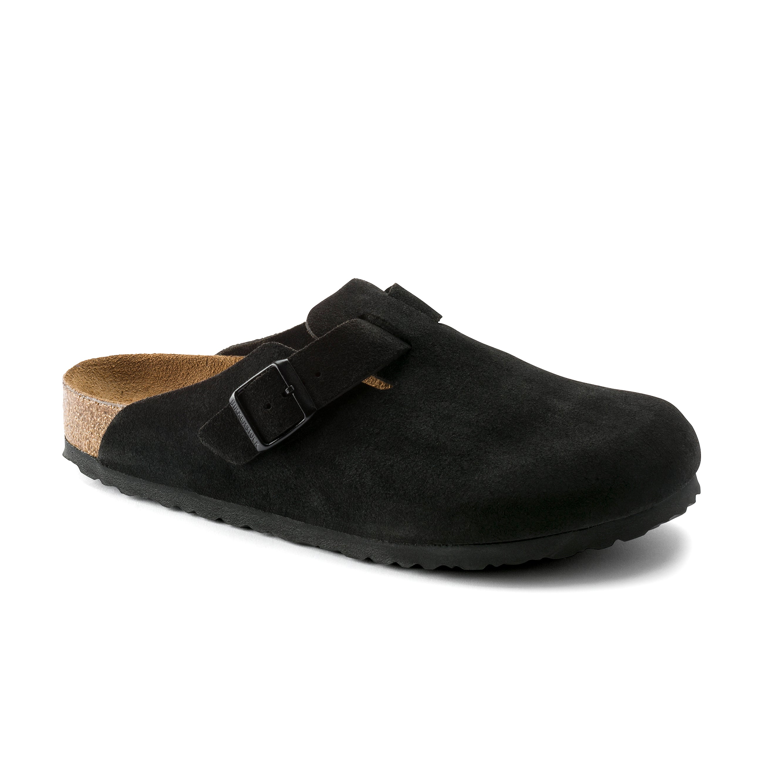 Birkenstock Boston Sfb Black Suede Leather Narrow in Boston Sfb Black