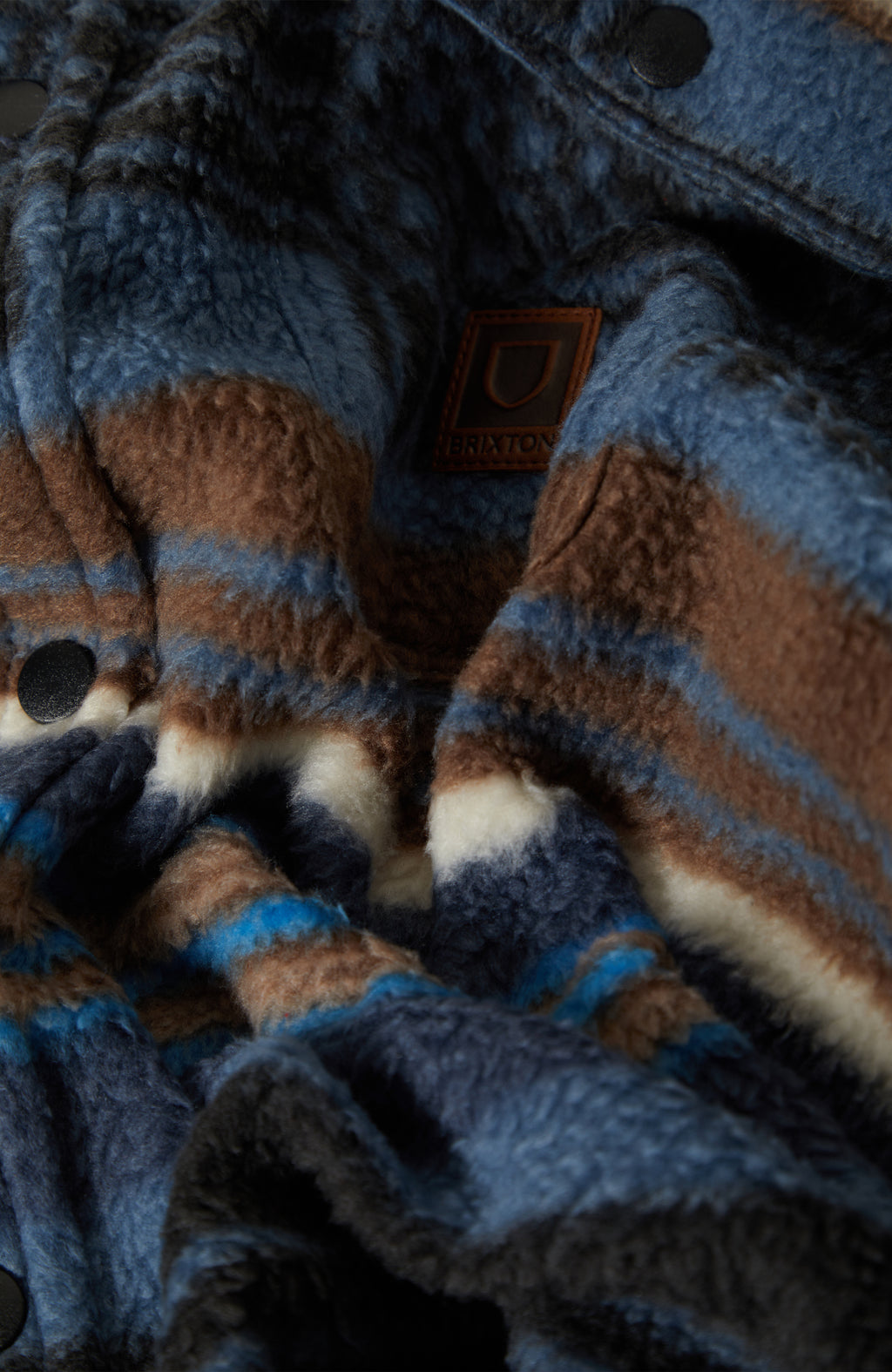 Brixton Bowery L/S Arctic Stretch Flee in MOOD INDIGO BLANKET STRIPE