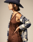 Brixton Bowery W Classic Flannel in AZURE BLUE/WHITECAP PLAID