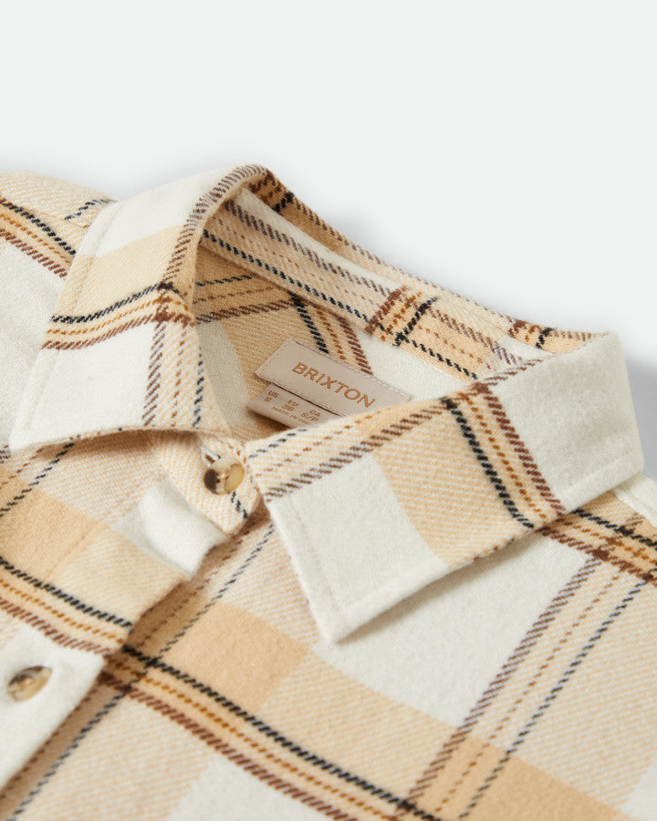 Brixton Bowery W Classic Flannel in OFF WHITE/SEMOLINA/WASHED COPP