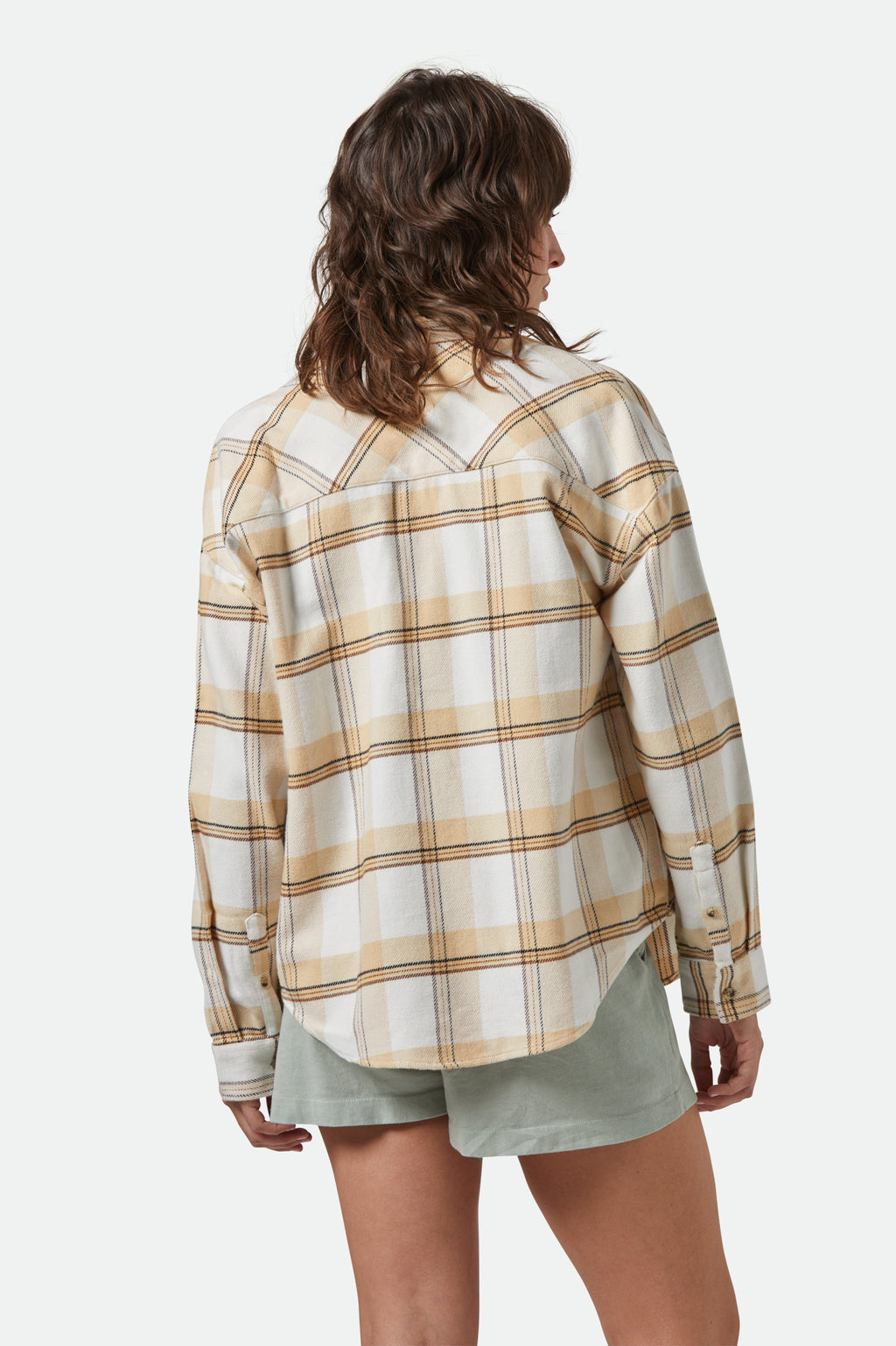 Brixton Bowery W Classic Flannel in OFF WHITE/SEMOLINA/WASHED COPP