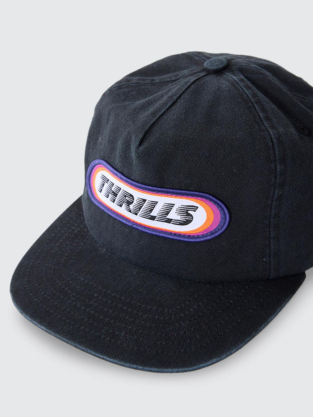 Thrills Co Built To Win 5 Panel Cap - Black in Black