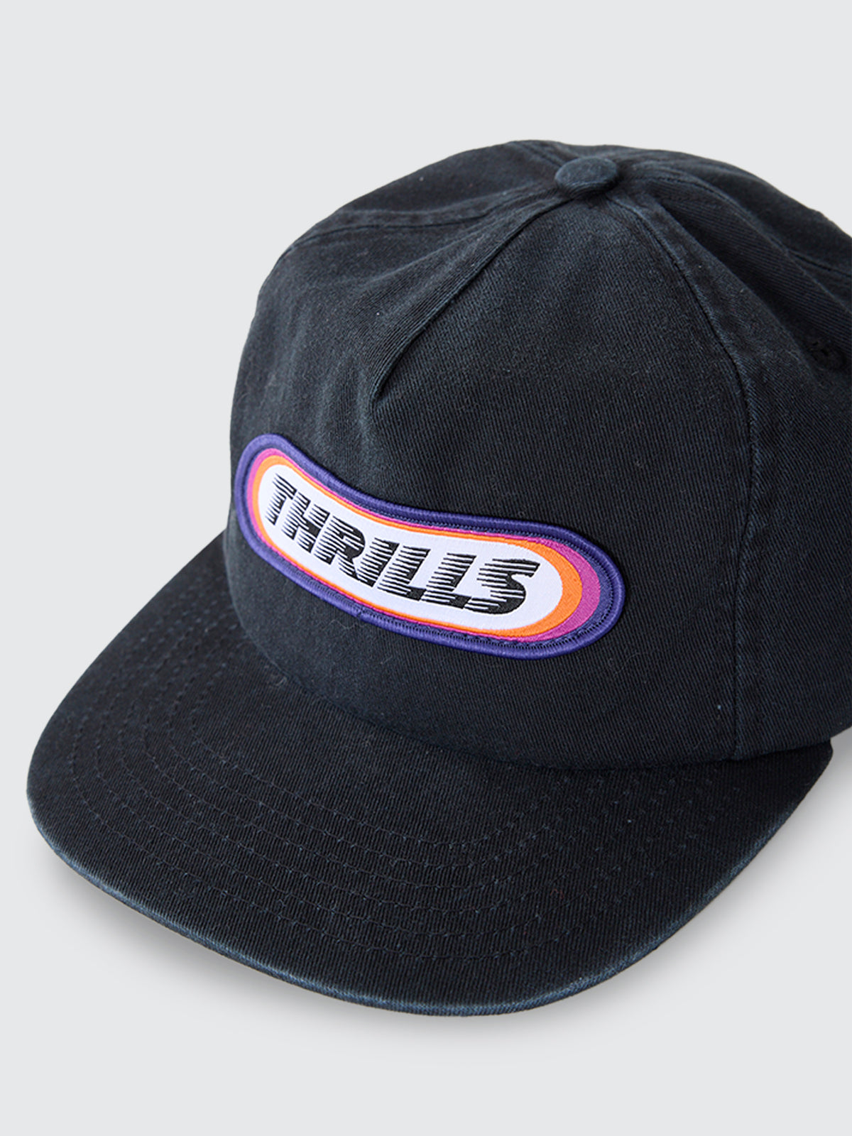 Thrills Co Built To Win 5 Panel Cap - Black in Black