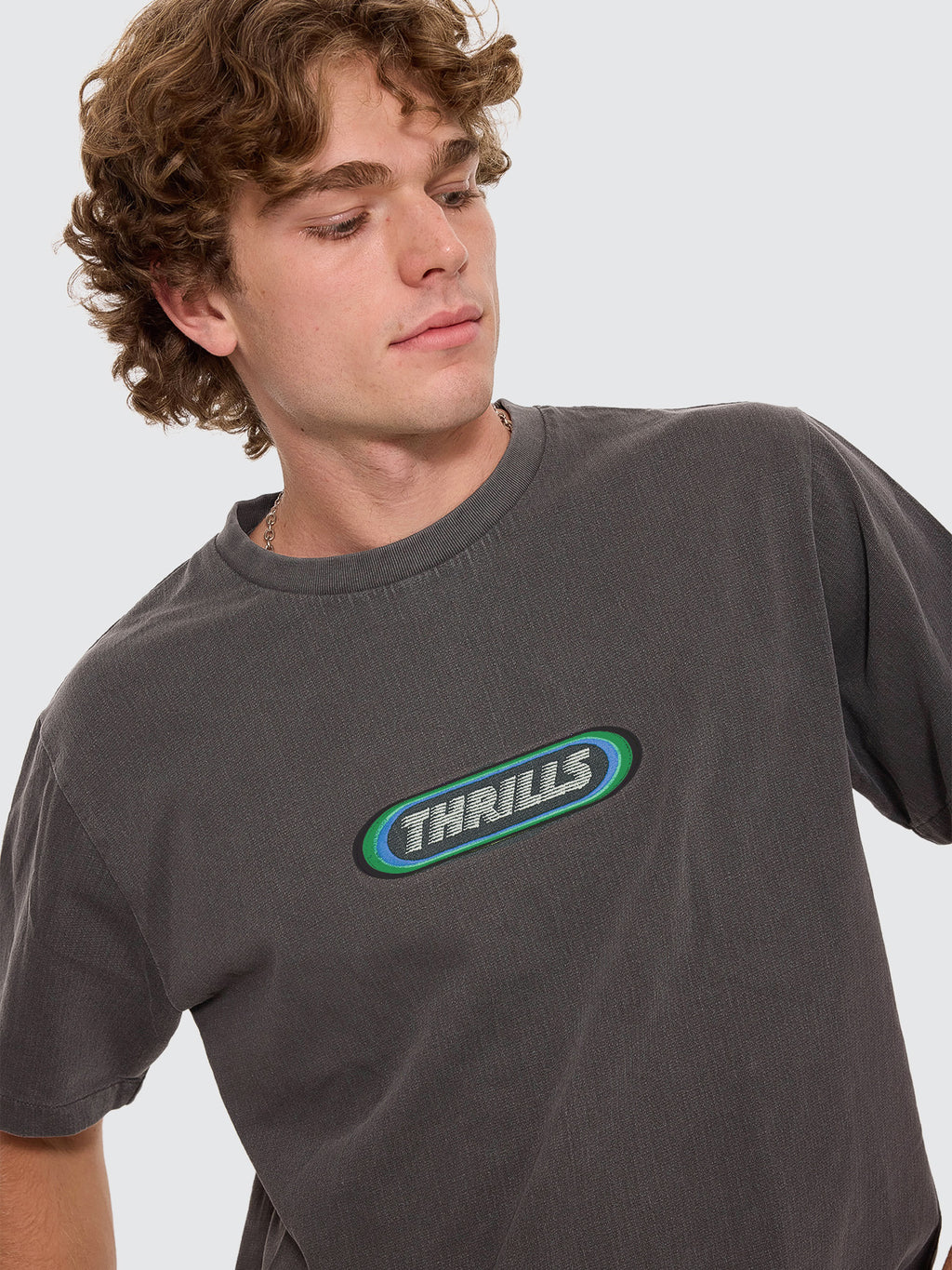 Thrills Co Built To Win Embro Merch Fit Tee - Indigo Marble in Indigo Marble