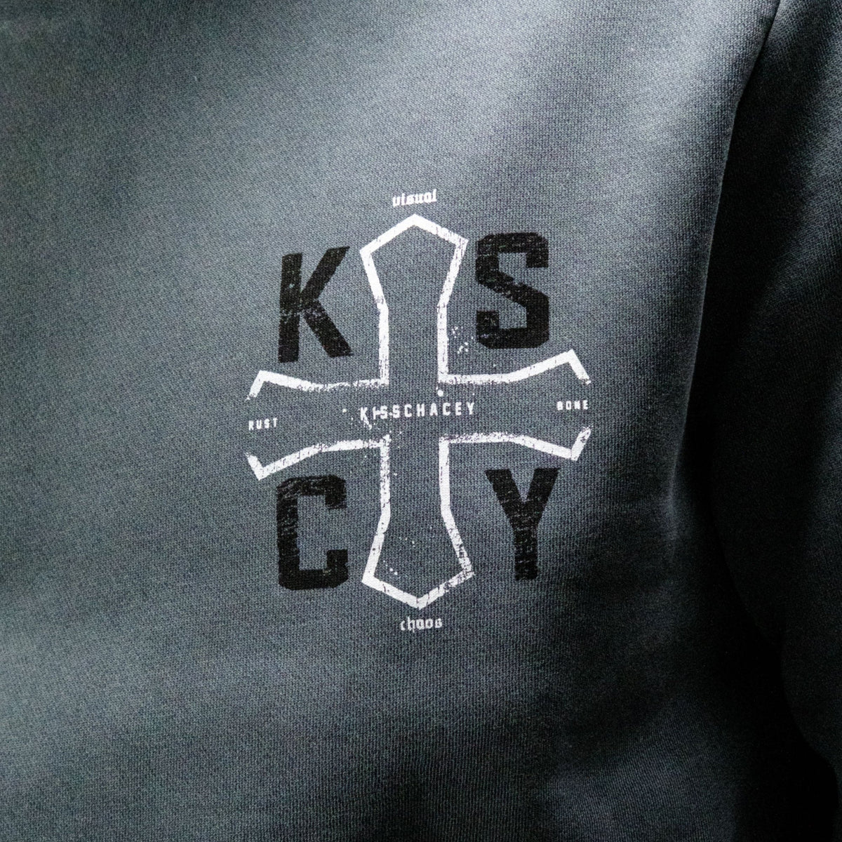 Kiss Chacey Tension Dual Curved Hoodie in Pigment Stormy Weather