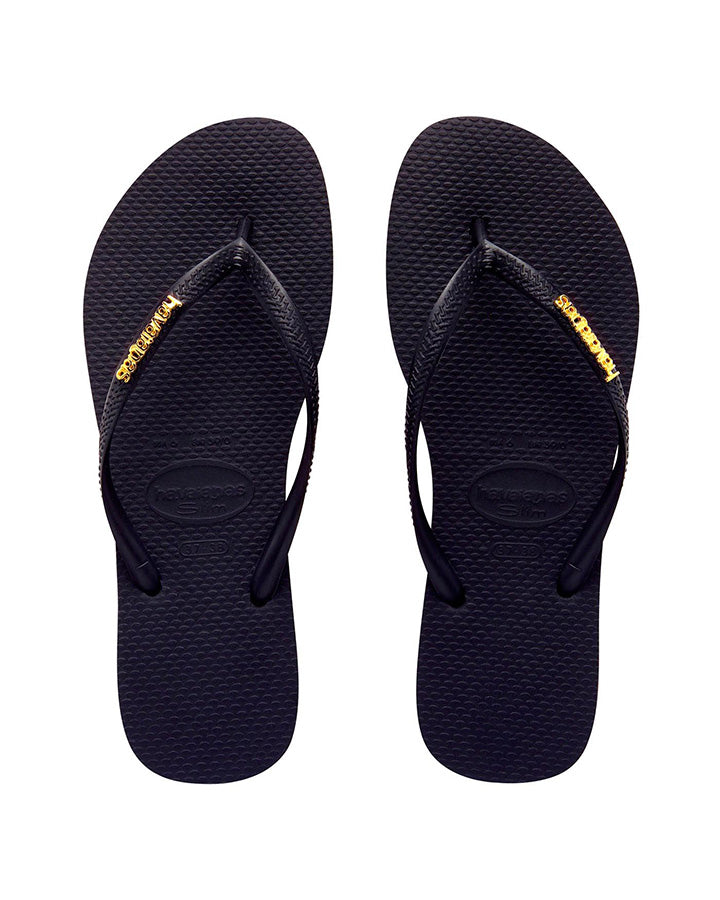 Havaianas Slim Metal Logo Black/Gold in Black/Gold