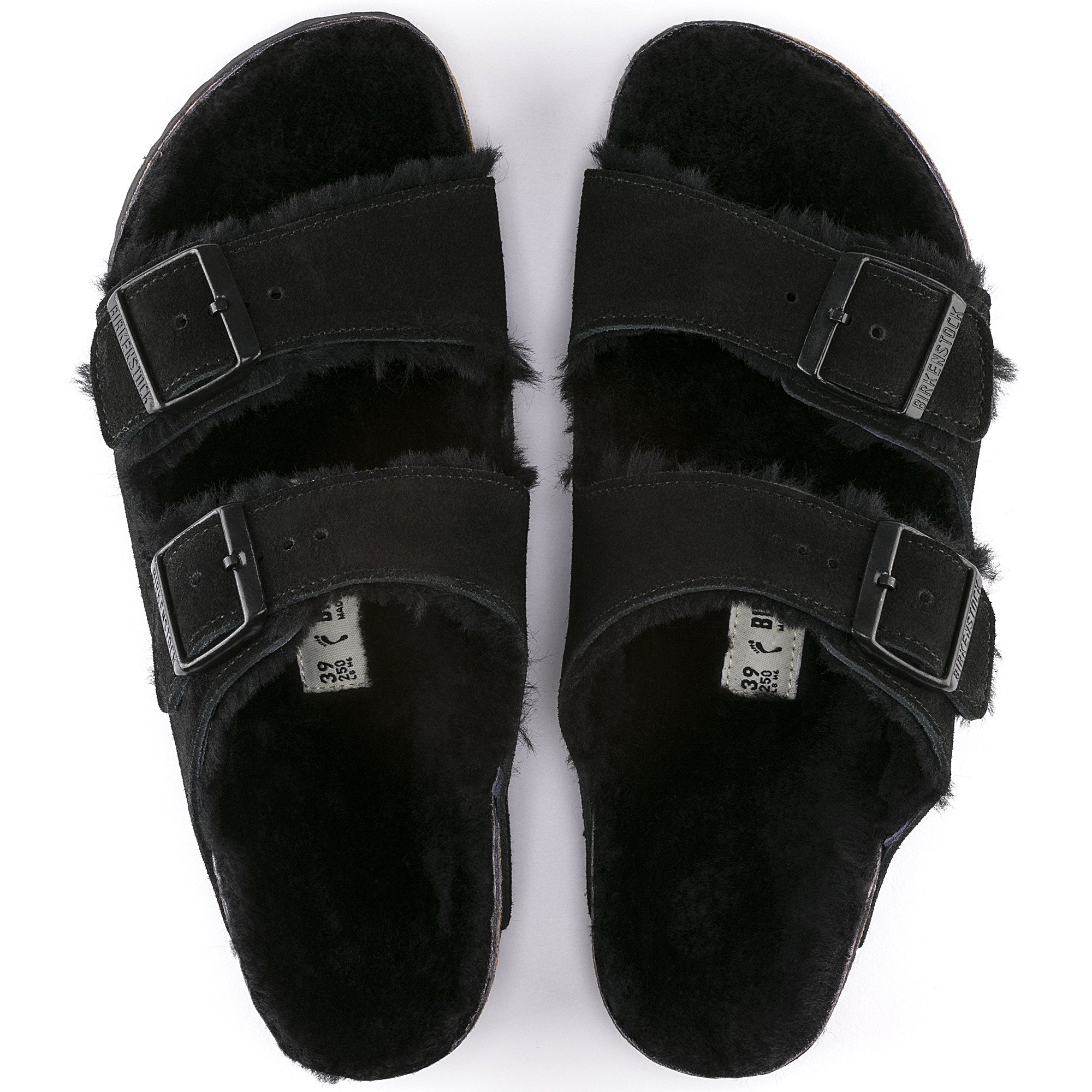 Birkenstock Arizona Shearling Black Suede Leather/Shearling Regular in Black