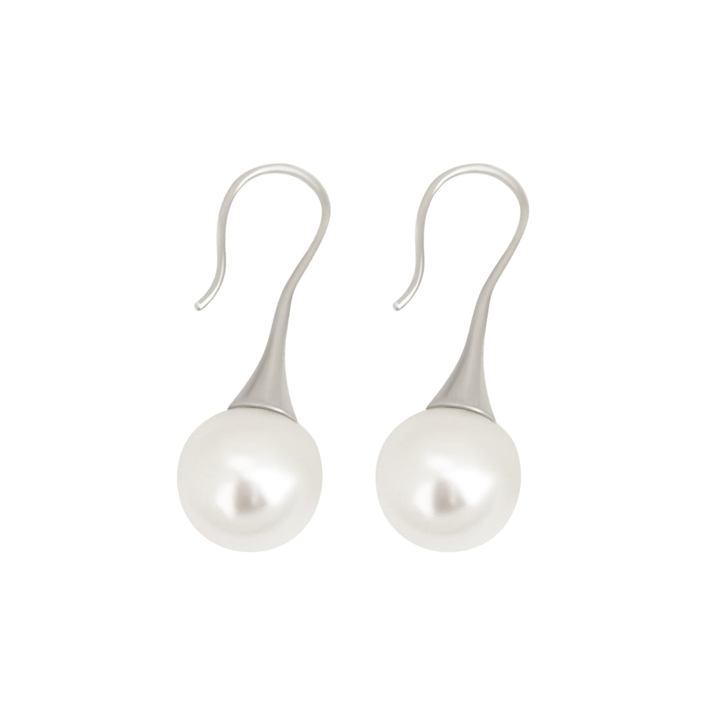 MiKi Jewellery Round Pearl Drop Silver in Default Title