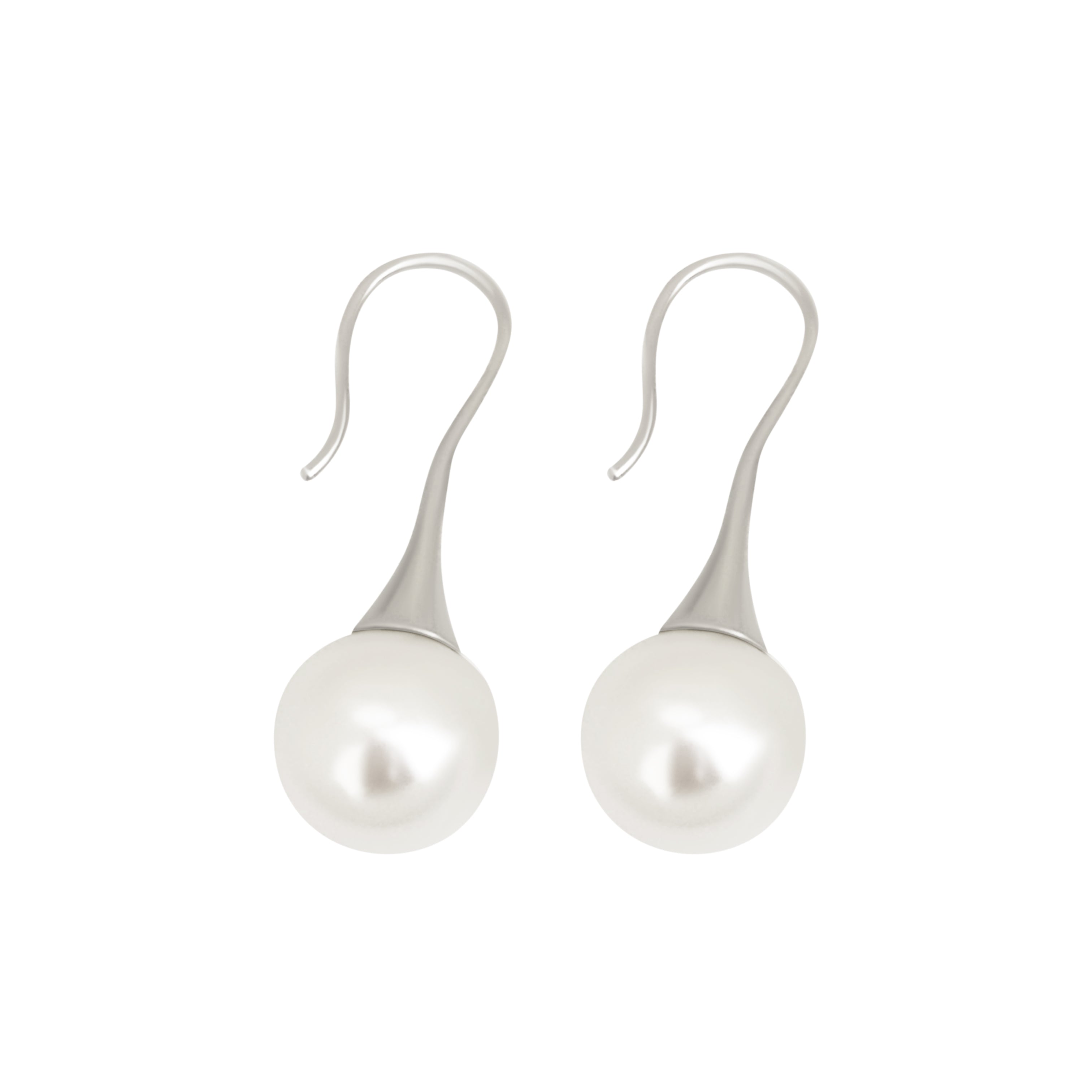 MiKi Jewellery Round Pearl Drop Silver in Default Title