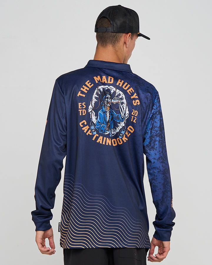 The Mad Hueys Captain Cooked Jaws | Upf 50+ Fishing Jersey - Navy in NAVY