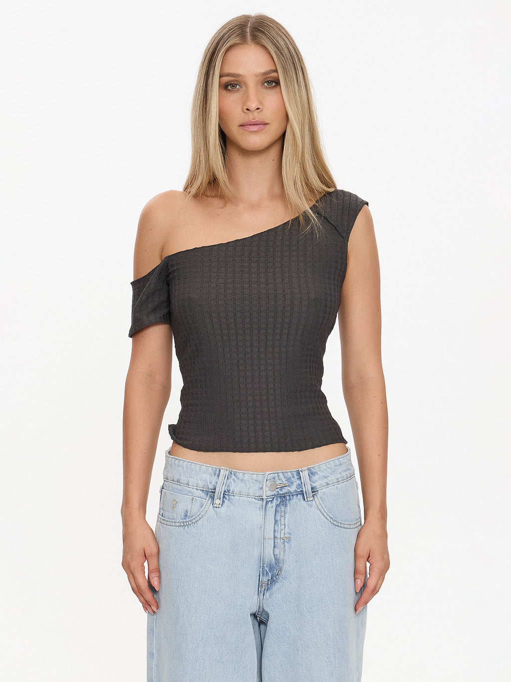 Thrills Co Care Less Top - Dark Charcoal in Dark Charcoal