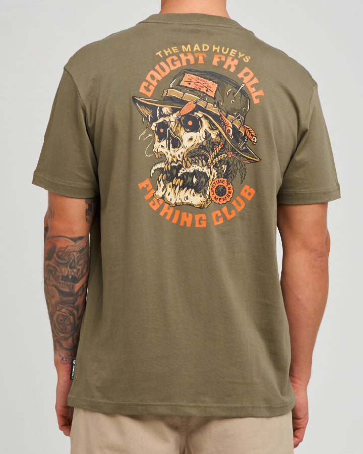 The Mad Hueys Caught Fk Skull | Ss Tee in OLIVE