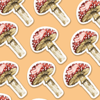 Trevena & Co Mushroom Watercolour Vinyl Sticker in Single