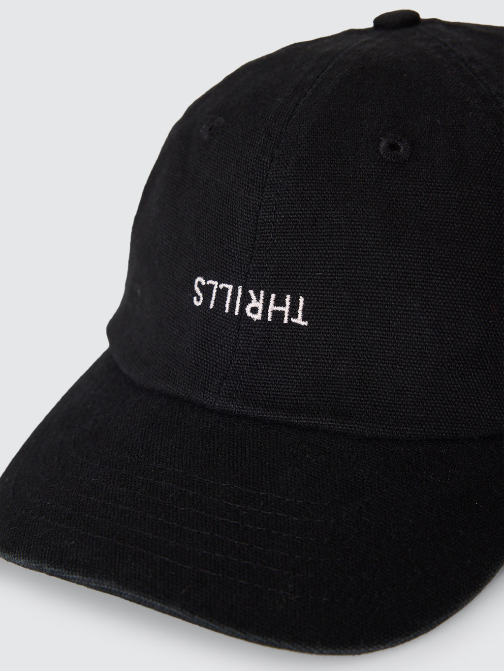 Thrills Co Minimal Thrills 6 Panel Cap - Washed Black in Washed Black