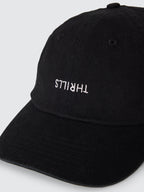 Thrills Co Minimal Thrills 6 Panel Cap - Washed Black in Washed Black