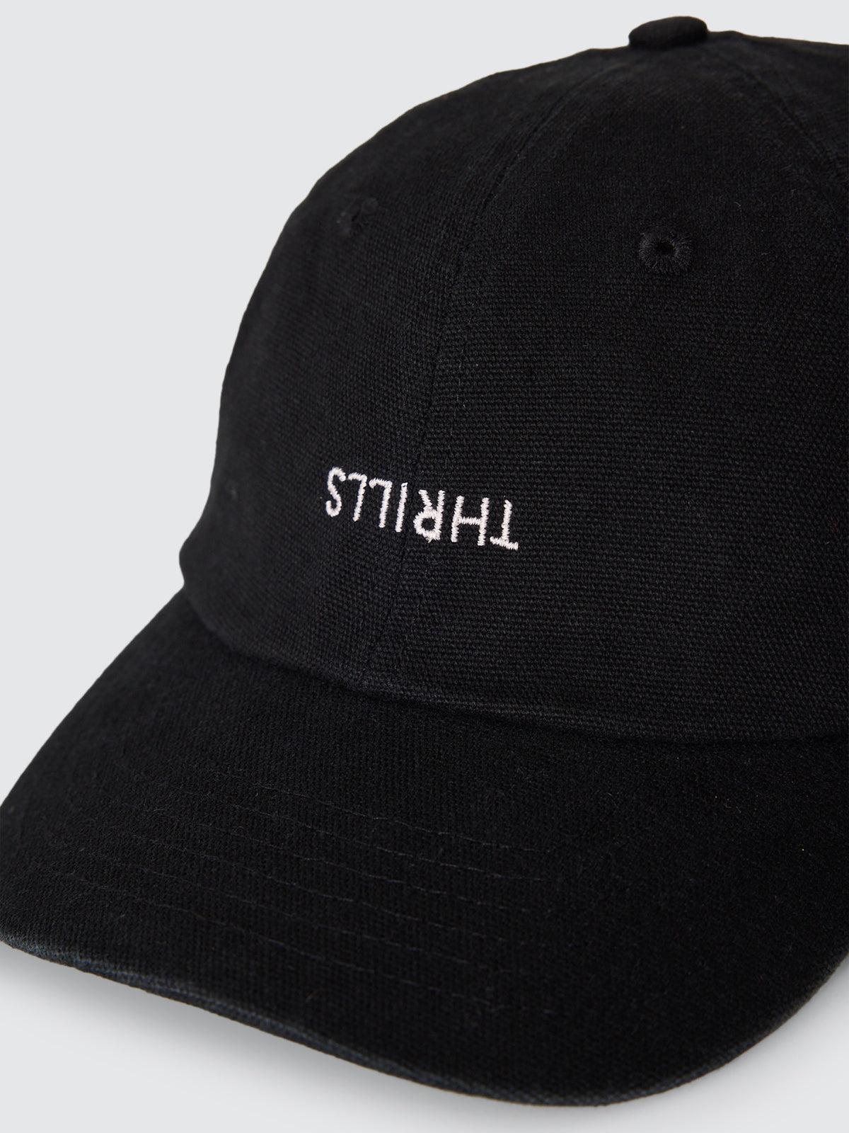 Thrills Co Minimal Thrills 6 Panel Cap - Washed Black in Washed Black