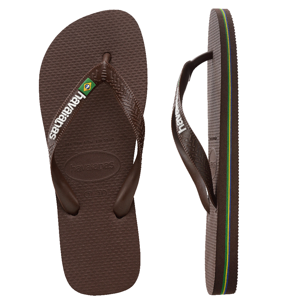 Havaianas Brazil Logo Dark Brown/White in Brown/White