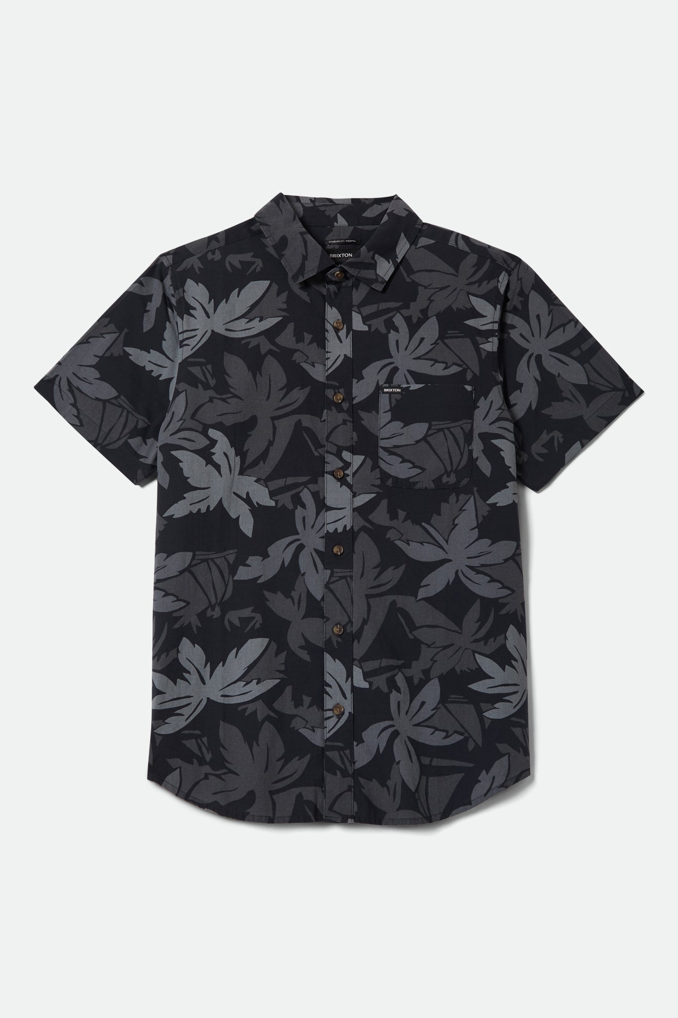 Brixton Charter Print S/S Wvn in BLACK/TROOPER/FUTURE GREY PALM