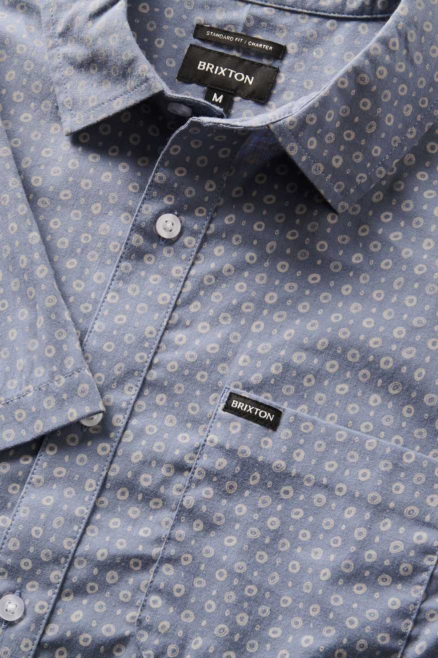 Brixton Charter Print S/S Wvn in FLINT STONE BLUE MICRO