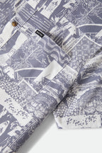 Brixton Charter Print S/S Wvn in NAVY/WHITE COLLAGE