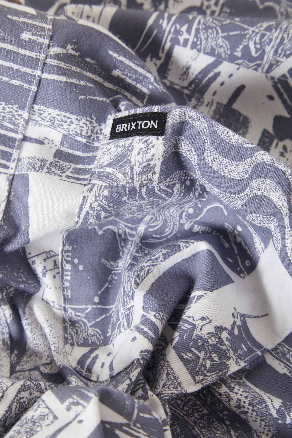 Brixton Charter Print S/S Wvn in NAVY/WHITE COLLAGE